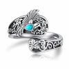 Anillo de apertura para mujer con diseño de colibrí turquesa, estilo bohemio, retro, estilo europeo y americano, de Amazon.