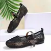 Bai Zhenhe Calzado de comercio exterior europeo y americano talla grande punta cuadrada mocasines planos suela blanda casual zapatos de mamá zapatos casuales de malla con cordones