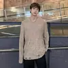 Suéteres de marca de moda para primavera y otoño al por mayor, camisetas con huecos y mangas largas, nuevas prendas de punto transfronterizas para hombre, suéteres con agujeros, comercio exterior único