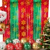 Decoración de fiesta de Navidad guirnalda de flecos cortina de Papá Noel muñeco de nieve borla de papel de aluminio cortina de puerta decoración de fondo para fiesta de vacaciones