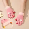 Luvas infantis quentes com forro de fleece para o inverno, cinco dedos espessados, à prova de frio para bebês, luvas de lã fofas, luvas espessadas para meninas