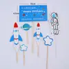 Decoração de Bolo de Astronauta Foguete Espacial Planeta Espaço Menino do Espaço Acessórios para Cartão de Aniversário de Confeitaria