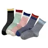 Calcetines holgados a rayas de color contrastante para mujer, transpirables para otoño e invierno, calcetines largos de doble puño, calcetines sin costuras de bloqueo de color con borde enrollado, a media pantorrilla