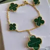Pulsera Flor de Trébol de Cuatro Hojas Vanjia Tamaño Aleatorio para Mujer Ins Chapado Grueso Oro Rosa 18K Ágata Roja Ágata Negra Pulsera Venta al por Mayor
