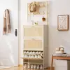 Gabinete de Zapatos Ultradelgado para Entrada, Almacenamiento Integrado y Diseño de Ganchos, Gabinete Vertical con Puertas abatibles, Zapatero de Piso para Pasillo del Hogar, ¡Wow!
