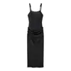 AliExpress Internacional Mais Vendido 2026 Novidades de Primavera Roupas Femininas Cor Sólida Emagrecedor Sem Mangas Plissado Vestido Longo