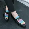 Grande Tamanho Transfronteiriço Novo Estilo Britânico Slip-On Bico Fino Casual Couro Sapatos Baixos Coloridos Boate Cabeleireiro Tendência Calçados