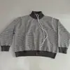 Cárdigan de punto a rayas retro estilo coreano para mujer, cuello alto, engrosado, casual, versátil, con cremallera de otoño, abrigo suéter estilo perezoso