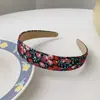 Faixa de Cabelo Xadrez Floral Vintage Faixa Larga de Cabeça Versátil Presilha para Sair Estilo Super Fada Acessórios de Cabelo para Mulheres