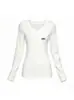 Camiseta Básica Manga Longa Gola V Ombro Normal para Mulheres Estação Primavera e Outono Novo Estilo Ajustada Versátil Camisa Camada Base Direto da Fábrica