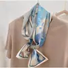 Lenço de Seda de Verão, Lenço Pequeno Longo em Listras, Acessório para Pescoço, Lenço para Combinar com Camisa, Faixa de Cabelo, Fita Estreita para Mulheres, Laço para Bolsa