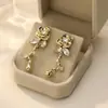 Brincos de Prata S925 com Pino Leve Luxo Inlaid Strass Zircônia Flor Rosa Doce Moda de Nicho Artístico Refinado Versátil
