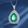Huabi Joyería Base de Cobre Chapado en Oro Set Europeo y Americano Gema de Imitación Colgante de Gota de Agua Anillo con Incrustaciones de Diamante Set 13*18