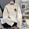 Sudadera de cuello redondo para hombre, camisa de manga larga estampada estilo americano otoño/invierno, capa interior, forrada de forro polar, top base engrosado