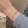 Pulsera de Flor en Forma de Plata Artificial con Perlas Coreanas, Fresca y Versátil, Moda de Nicho, Joyería de Alta Gama para Mujeres