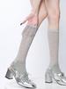 Calcetines holgados estilo ballet para mujer, calcetines finos de verano y primavera a media pantorrilla con rayas blancas, serie Miu de Dongdaemun, Corea