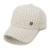 Boné de Baseball de Lã Outono e Inverno Novo Chapéu de Sol Moda Versátil Exterior Xadrez Pied-de-poule Boné Bico de Pato para Mulheres Estilo Europeu e Americano
