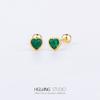 Acero titanio 316L chapado en oro cobre micro-incrustado circonio arete para cartílago de la oreja circonita verde arete para la oreja Europeo y Americano Comercio exterior transfronterizo perforación arete para cartílago de la oreja