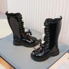 Botas de Menina, Botas, Outono e Inverno 2025 Botas Infantis de Princesa com Laço e Forradas de Lã, Botas de Bebê Menina, Botas de Cano Alto