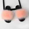 Sapatos de Pelo de Raposa Real Europeus e Americanos para Comércio Exterior Femininos Verão Pelo de Pele Chinelos Sandálias Baixas Pelo de Guaxinim