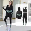Roupa esportiva tamanho grande com zíper solto, capuz, afina o quadril, conjunto de três peças com leggings, roupas de yoga para mulheres com sobrepeso, atacado