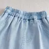 Ropa de Verano para Niñas Jeans Bebé Estiloso Personalidad Infantil Tendencia Estilo Coreano Lazo Dibujos Animados Tencel Fino Pantalones de Linterna
