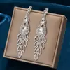Pendientes Serie Navideña, Pendientes Largos con Borla de Pedrería Super Brillantes para Mujer, Pendientes de Cristal Azul de Moda, Pendientes