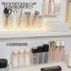 Caja de almacenamiento de gabinete con espejo, montada en la pared, sin perforaciones, organizador transparente para labiales y cosméticos para baño