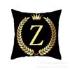 2026 Negro Dorado Letra Piel de Durazno Estampado Funda de Almohada Corona Cojín de Sofá Funda Artículos para el Hogar Más Vendidos en Shopee