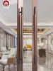 Manija de Puerta de Madera para Habitación Privada de Hotel Chino Tubo Redondo de Nogal Cuero Acero Inoxidable Oro Rosa Manija de Tirador para Puerta de Vidrio