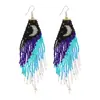 Pendientes de Borla Larga Coloridos con Flores de Luna de Cuentas de Arroz Hechos a Mano de Venta Caliente Transfronteriza Gancho de Oreja Bohemio Europeo y Americano para Mujeres