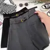 Shorts de traje sueltos de cintura alta para mujer, nueva colección primavera/verano 2026, versátiles para el trabajo, talla petite, pantalones de pierna ancha de línea A de alta gama