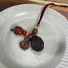 Collar Trenzado de Cuerda con Perlas de Piedra Natural para Mujer, Cadena para Clavícula de Piedra Ojo de Tigre Estilo Chino Nuevo Vintage, Accesorio Largo Colgante para el Cuello con Manchas