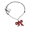 Nuevo Collar con Colgante de Resina Roja en Forma de Lazo para Mujer Accesorios de Joyería Simples y Versátiles Listos para la Venta