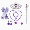 Conjunto de Coroa de Princesa Sereia e Varinha Mágica Transfronteiriço Colar, Pulseira, Brincos, Anel, Luvas para Fantasia de Performance Infantil