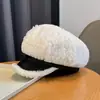 Boina de Pelúcia Outono e Inverno, Boina Estilosa Bico de Pato, Boina para Mulheres, Boina Grossa de Inverno com Costura de Coelho Falso