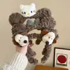 Tiara de Pelúcia de Cachorro Desenho Animado Fofo Feita à Mão para Mulheres 2025 Nova Presilha de Borboleta Peluda Tiara de Orelhas de Urso Acessório de Cabeça