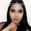 Cadena para el Cabello de Perlas de Nuevo Estilo Étnico Transfronteriza Cadena para la Frente de Pedrería Moda Europea y Americana Cadena para el Cabello de Mujer