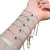 Suministro directo al por mayor de fábrica de material peligroso natural pulsera de jade de calabaza verde Yang incrustaciones de plata s925 diseño pequeño y fresco