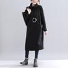 Real shot 2 023 inverno Novo grande tamanho mulheres de gola alta irregular Coringa coreano mais vestido de camisola de veludo