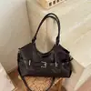Bolsa Tote Retrô de Grande Capacidade Estilo Coreano Nicho Moda Tendência Bolsa de Ombro Tipo Balde Casual Versátil Bolsa de Axila