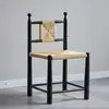 Cadeira de jantar designer medieval de madeira maciça e vime estilo retrô francês cadeira de escritório de vime cadeira de lazer para casa de temporada e café