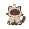 Llavero de Gato con Estampado Lindo DIY Colgante de Dibujos Animados de Aleación Estampada Encanto de Bolsa de Gato Floral Accesorios Transfronterizos
