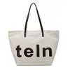 Bolsa de Lona de Gran Capacidad Estilo Coreano para Mujer Estudiante Clase Bolso de Hombro Único Bolso Tote Grande Blanco Bolso de Mano Portátil Bolso de Mujer