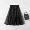 ¡Mismo estilo que la boutique! Falda de hada ligera y esponjosa, cintura elástica, falda midi de malla línea A holgada, nuevo estilo de verano para mujer