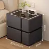 Mesita de noche inteligente, simple y moderna, multifuncional con carga inalámbrica y altavoz, gabinete de mesita de noche de madera maciza de lujo ligero para uso en el hogar del dormitorio