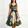 2026 Nuevo Modelo Vestido de Tirantes con Estampado Floral Artístico Vintage para Mujer, Impresión Digital 3D, para Comercio Electrónico Independiente y Amazon