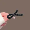 Grampo de Cabelo Elegante com Pérolas para Mulheres, Presilha de Metal com Laço Preto, Presilha Lateral de Alto Padrão, Presilha para Franja, Simples Presilha Bico de Pato