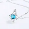 Collar de Plata de Ley 925 Trébol de Cuatro Hojas Circonita Simple Ins Clásico Colgante de Topacio Moda Personalidad Cadena para Clavícula Estilo Japonés y Coreano
