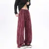 Pantalones de Chándal Curvos para Hombre Otoño 2026, Pantalones Teñidos, Ajuste Holgado de Gama Alta, Pantalones Largos de Talla Grande, Pantalones Rectos para Adolescentes